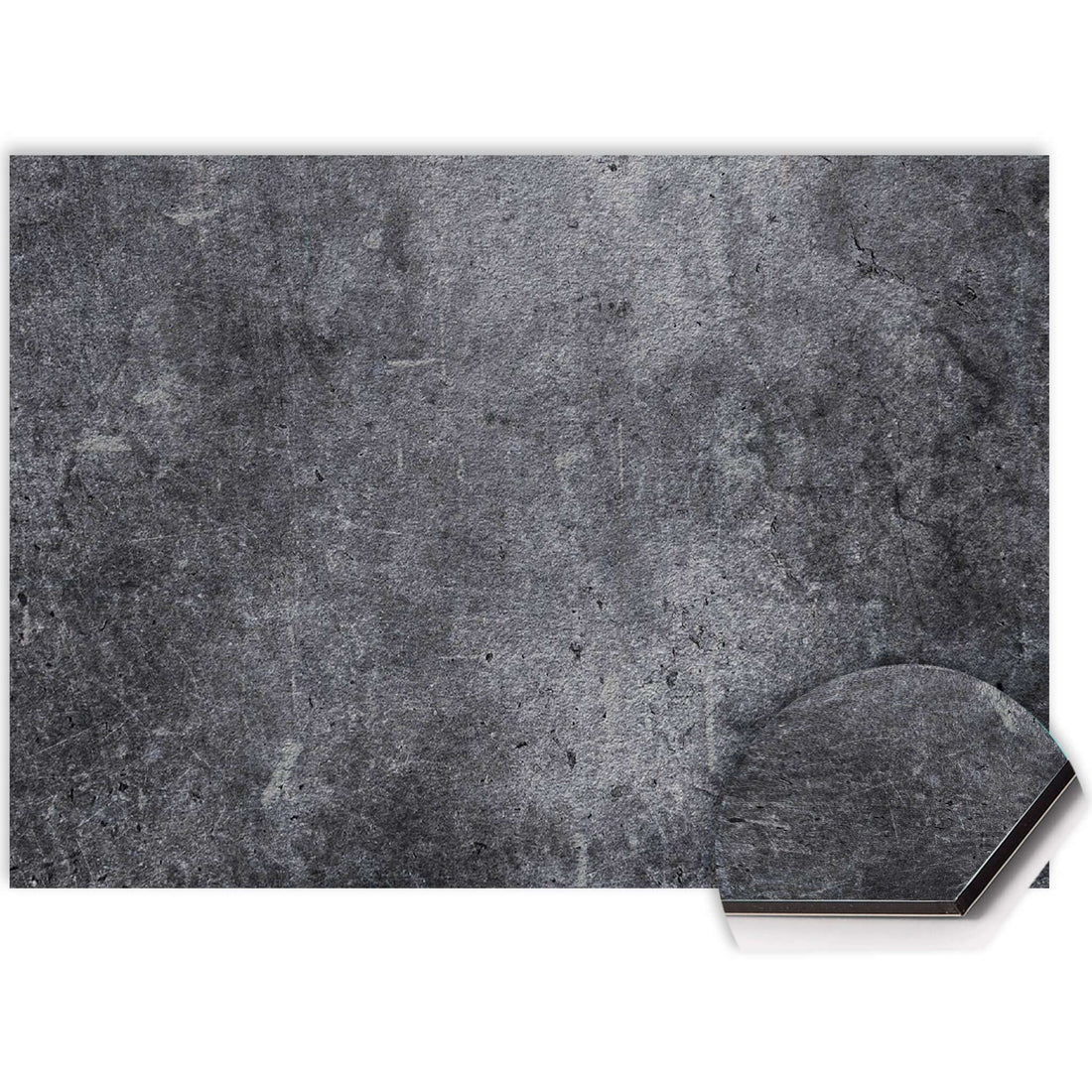 Midnight Concrete spatscherm voor keuken, duurzaam Aluminium Dibond, krasvast en hittebestendig.