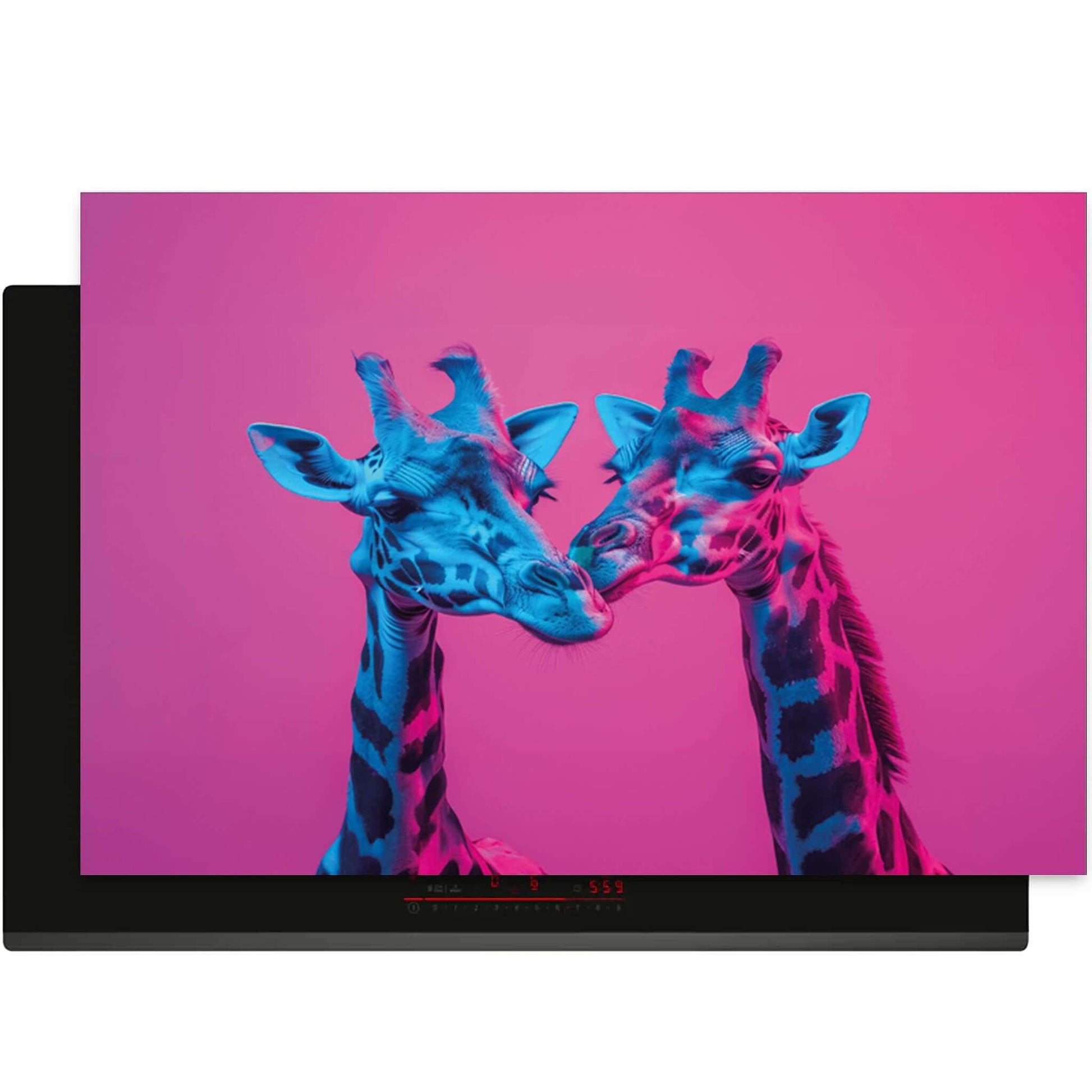 Inductiebeschermer met neon giraffen design