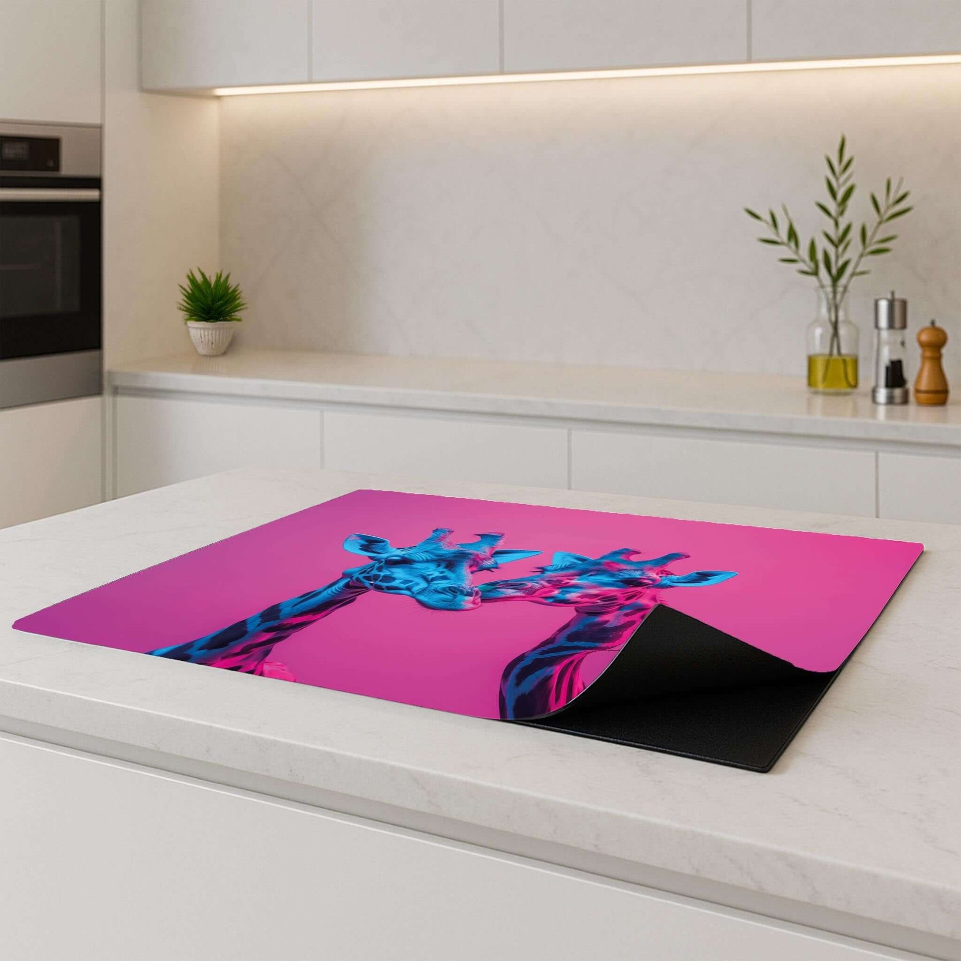 Moderne inductiebeschermer met giraffenmotief
