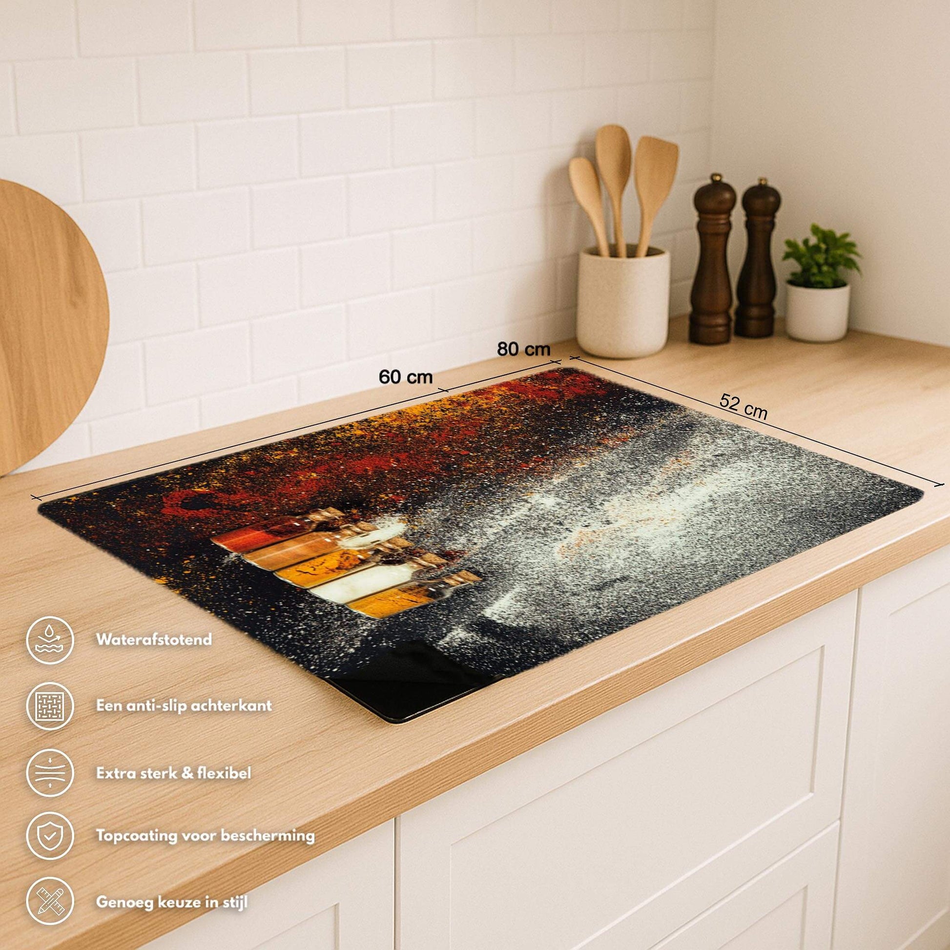 Spice Bottles inductiebeschermer van 60x52 cm met specificaties en voordelen