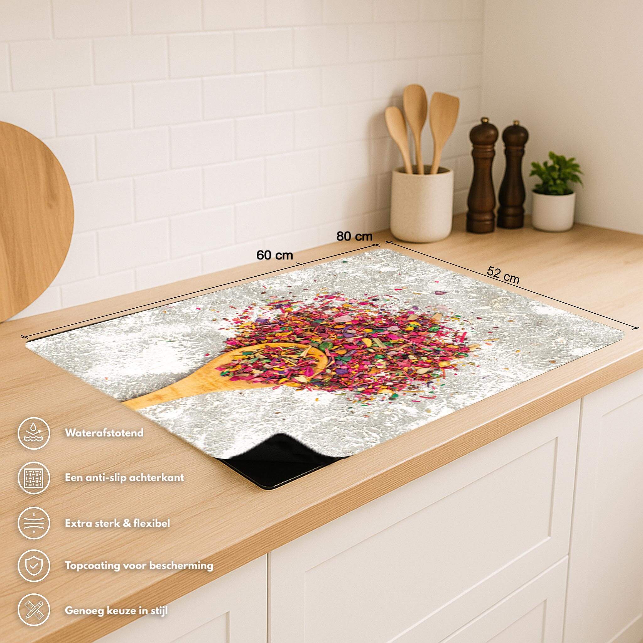 Spice Delight inductiebeschermer met duidelijke afmetingen en productspecificaties
