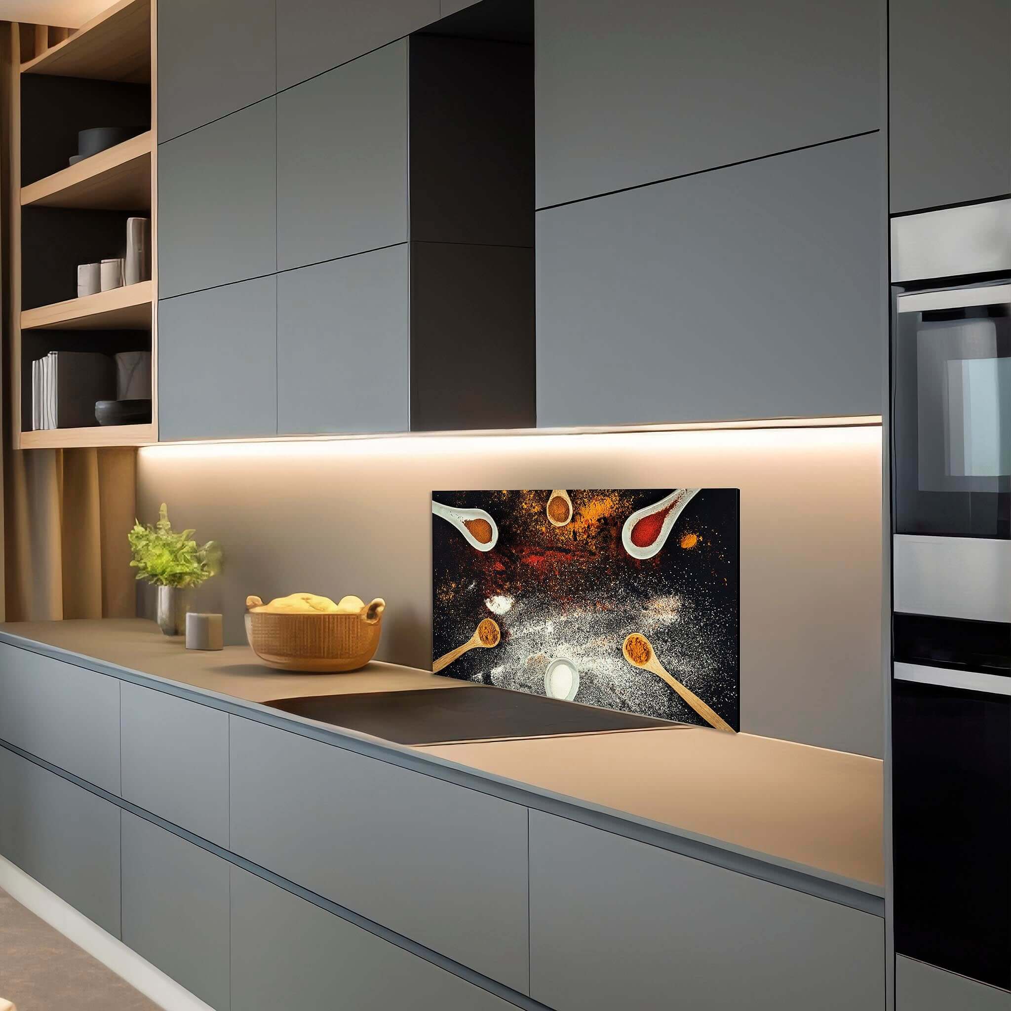 Moderne keuken met zwart kruiden spatscherm – Spice Fusion