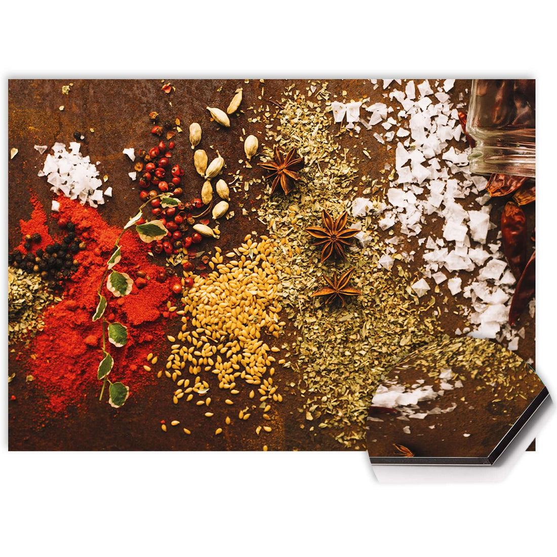 Keukenspatscherm Spice Symphony met print van specerijen en kruiden