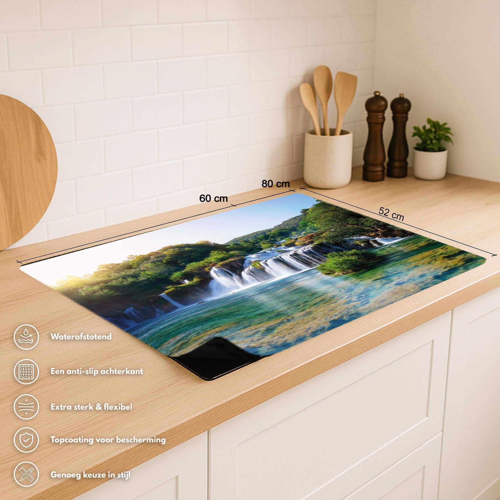 Inductie beschermer Whispering Falls met afmetingen en productvoordelen