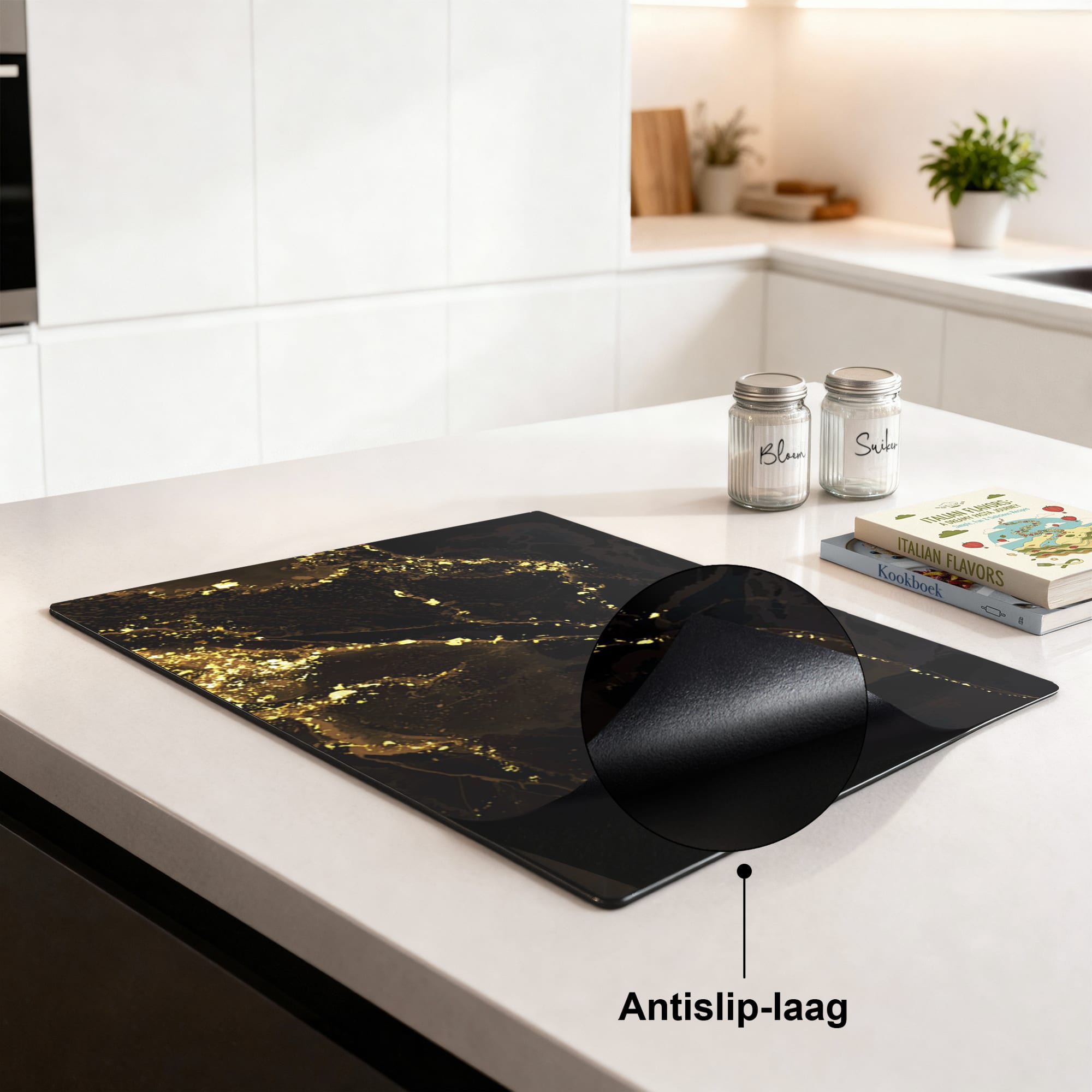 [infographic] Black Marble Gold (IB) inductiebeschermer sfeer aanrecht — KitchenArt