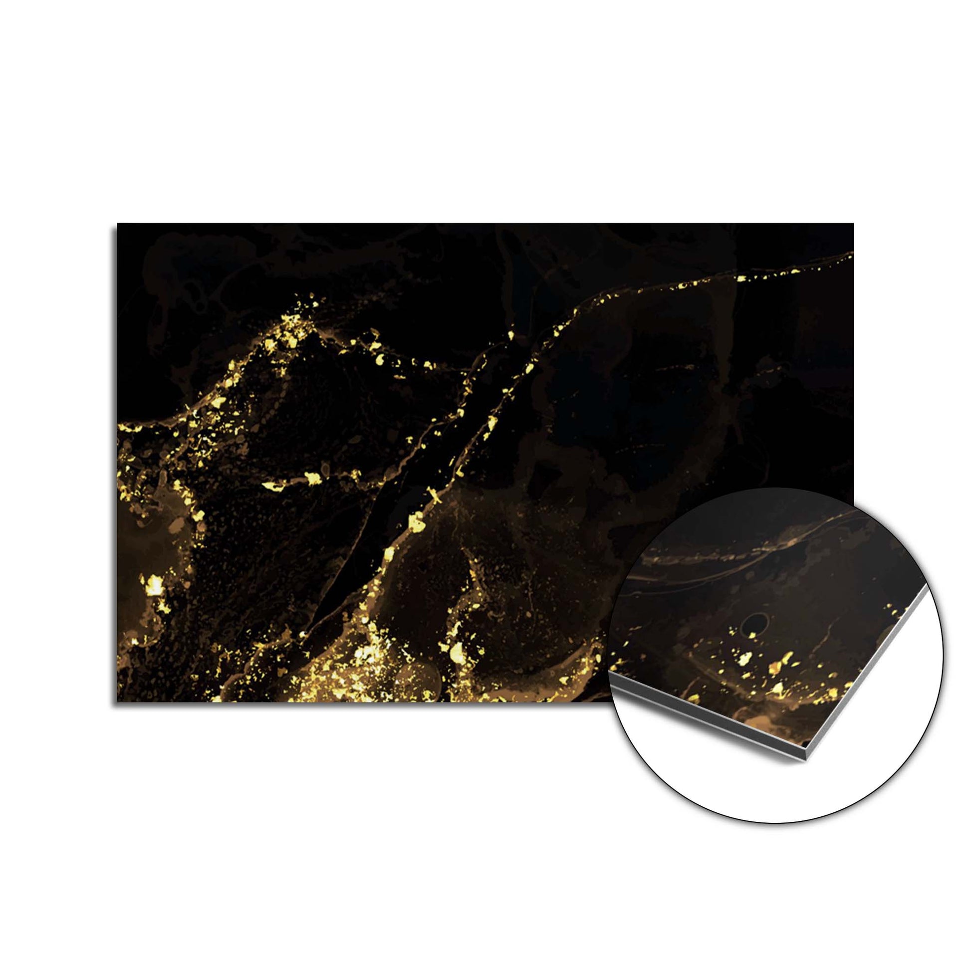 Black Marble Gold spatscherm product 100x65 cm — KitchenArt