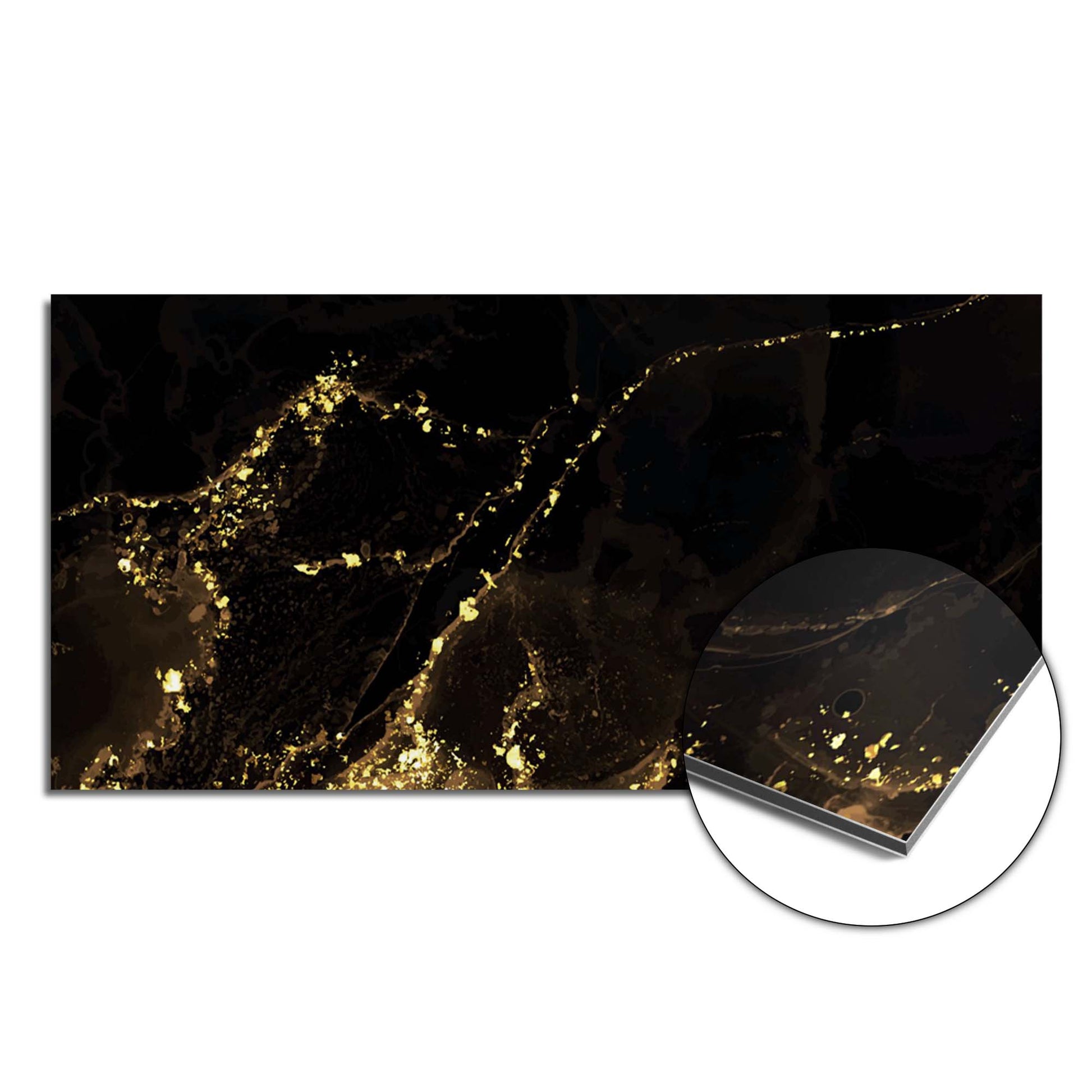 Black Marble Gold spatscherm product 120x60 cm — KitchenArt
