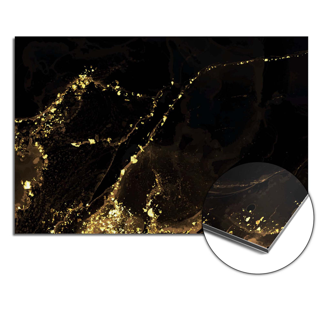 Black Marble Gold spatscherm product 120x80 cm — KitchenArt