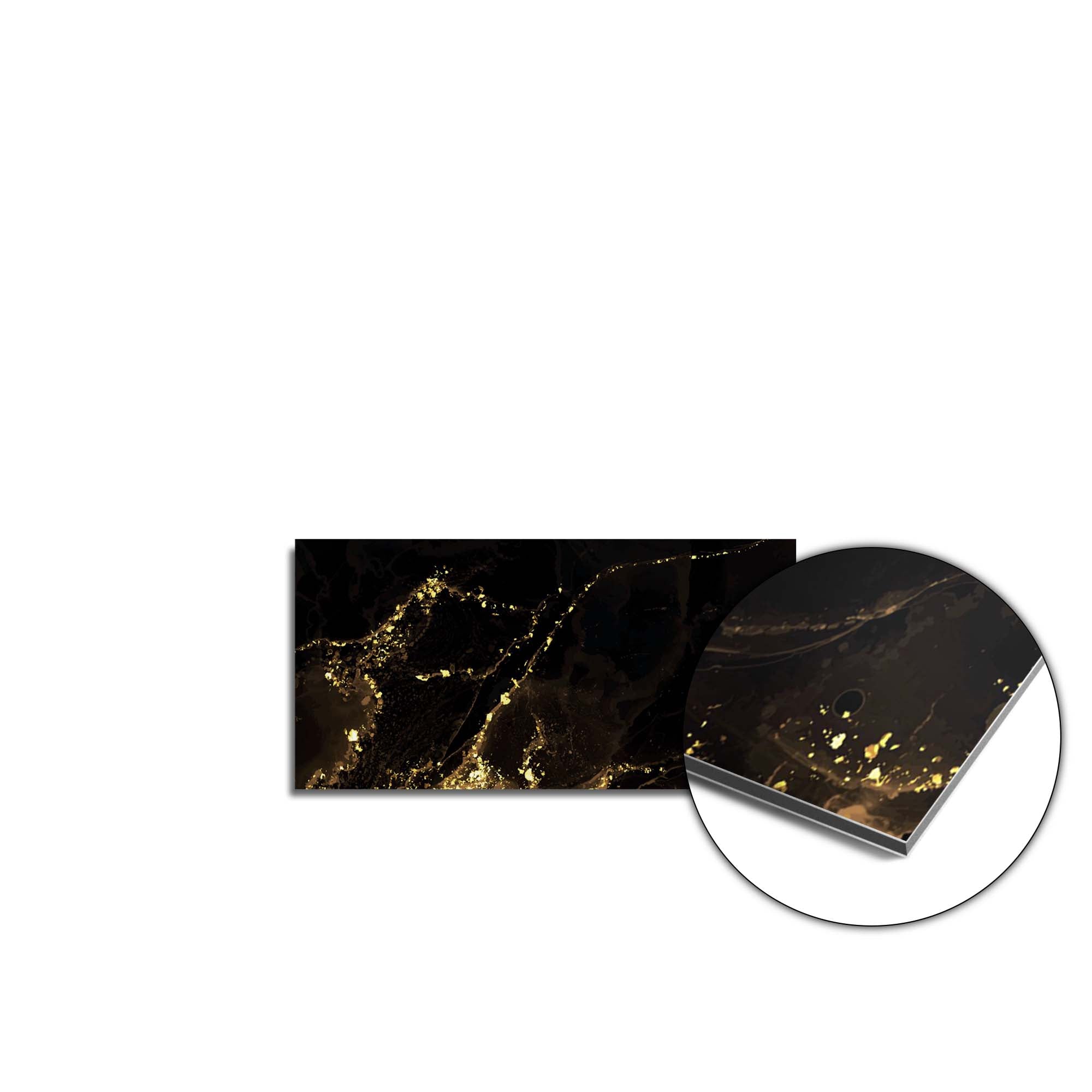 Black Marble Gold spatscherm product 60x30 cm — KitchenArt