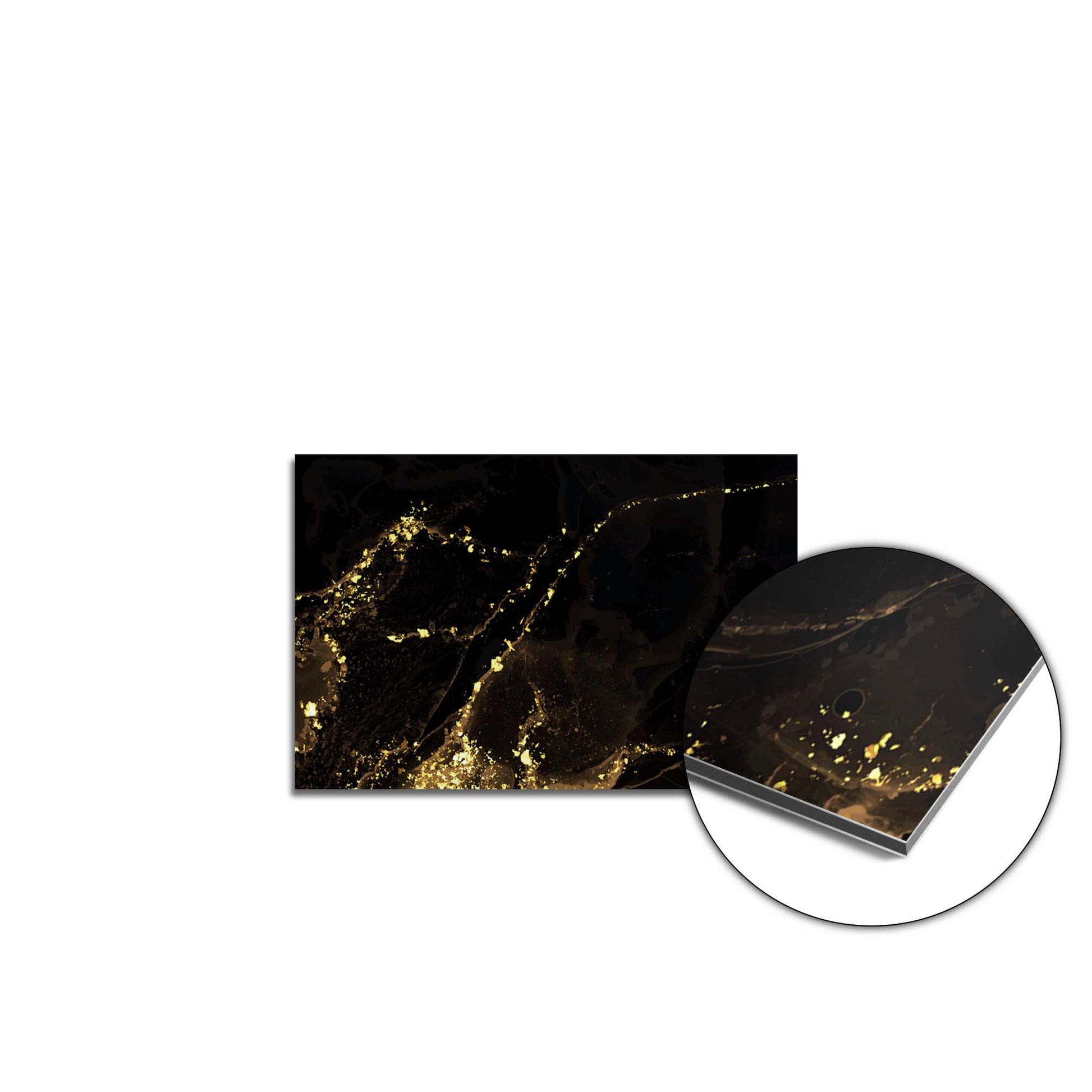 Black Marble Gold spatscherm product 60x40 cm — KitchenArt