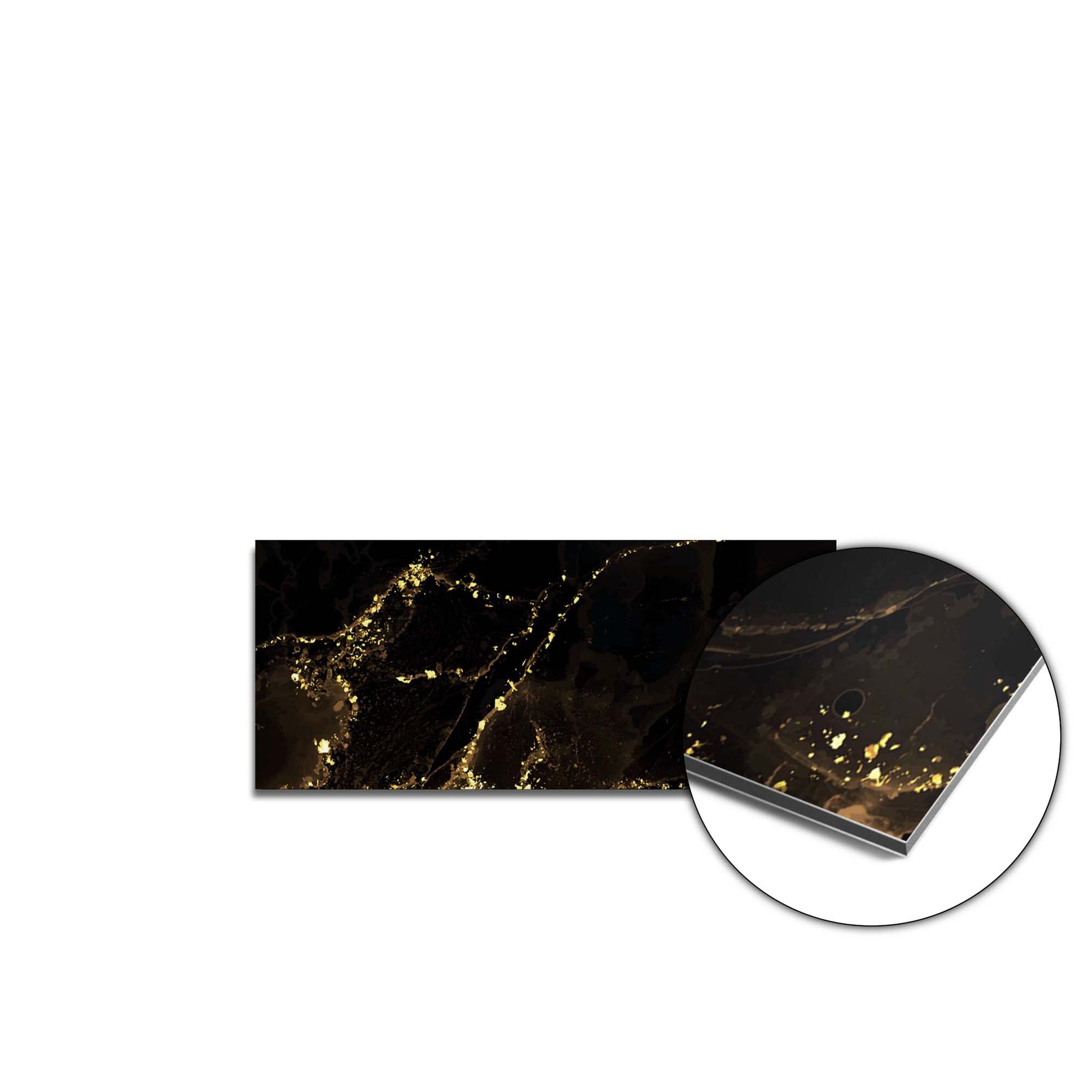 Black Marble Gold spatscherm product 70x30 cm — KitchenArt