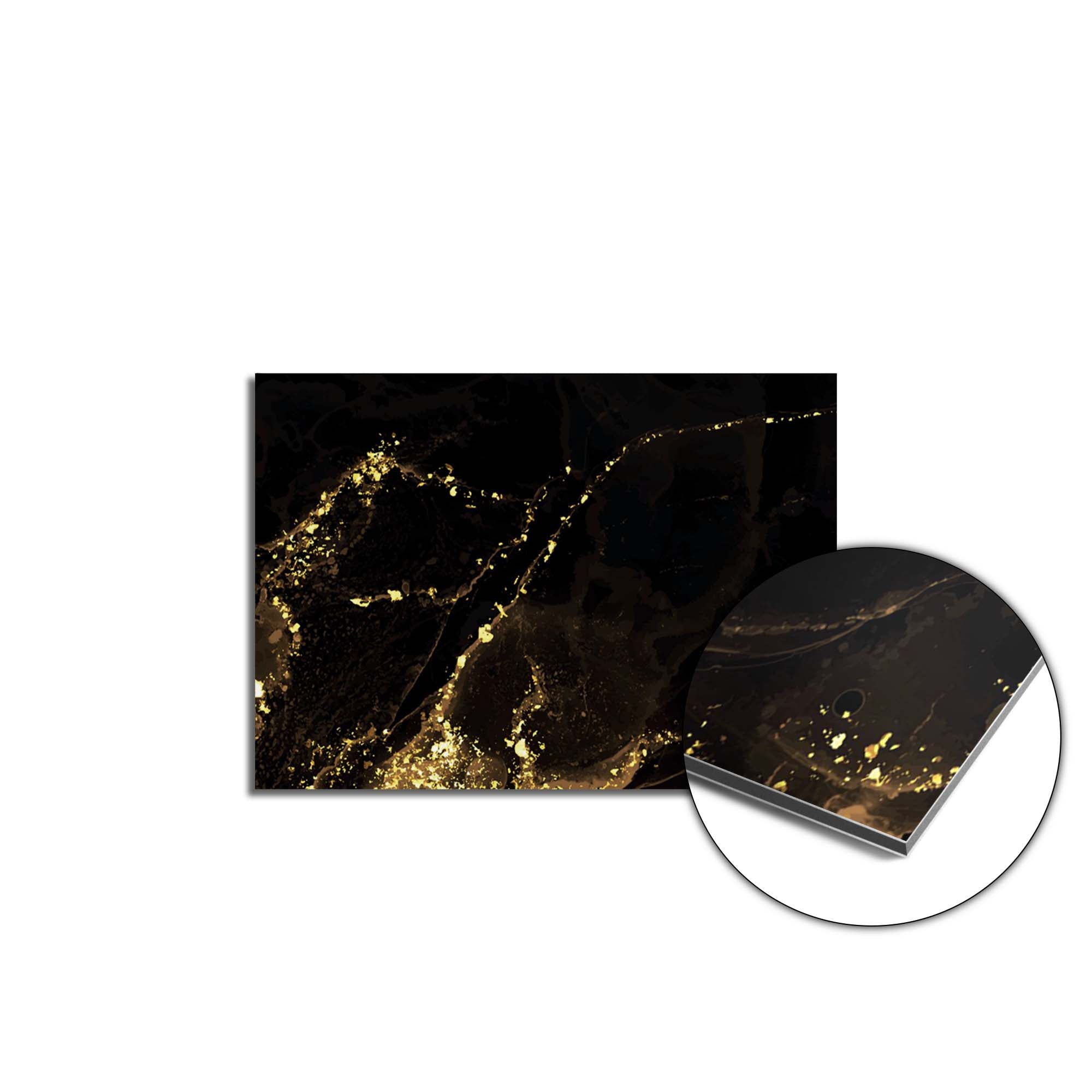 Black Marble Gold spatscherm product 70x50 cm — KitchenArt