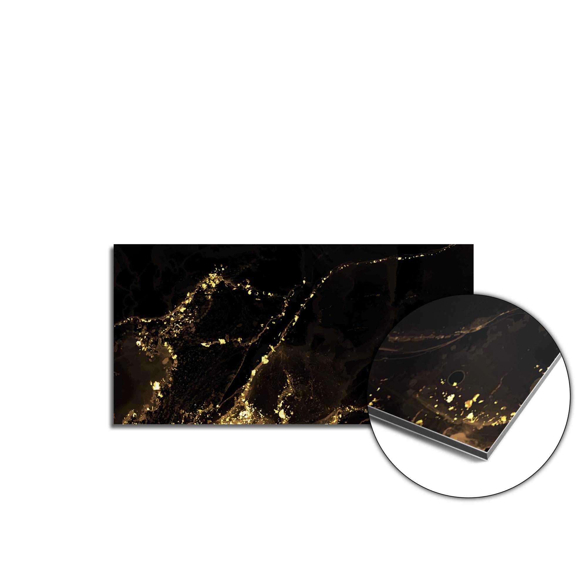 Black Marble Gold spatscherm product 80x40 cm — KitchenArt