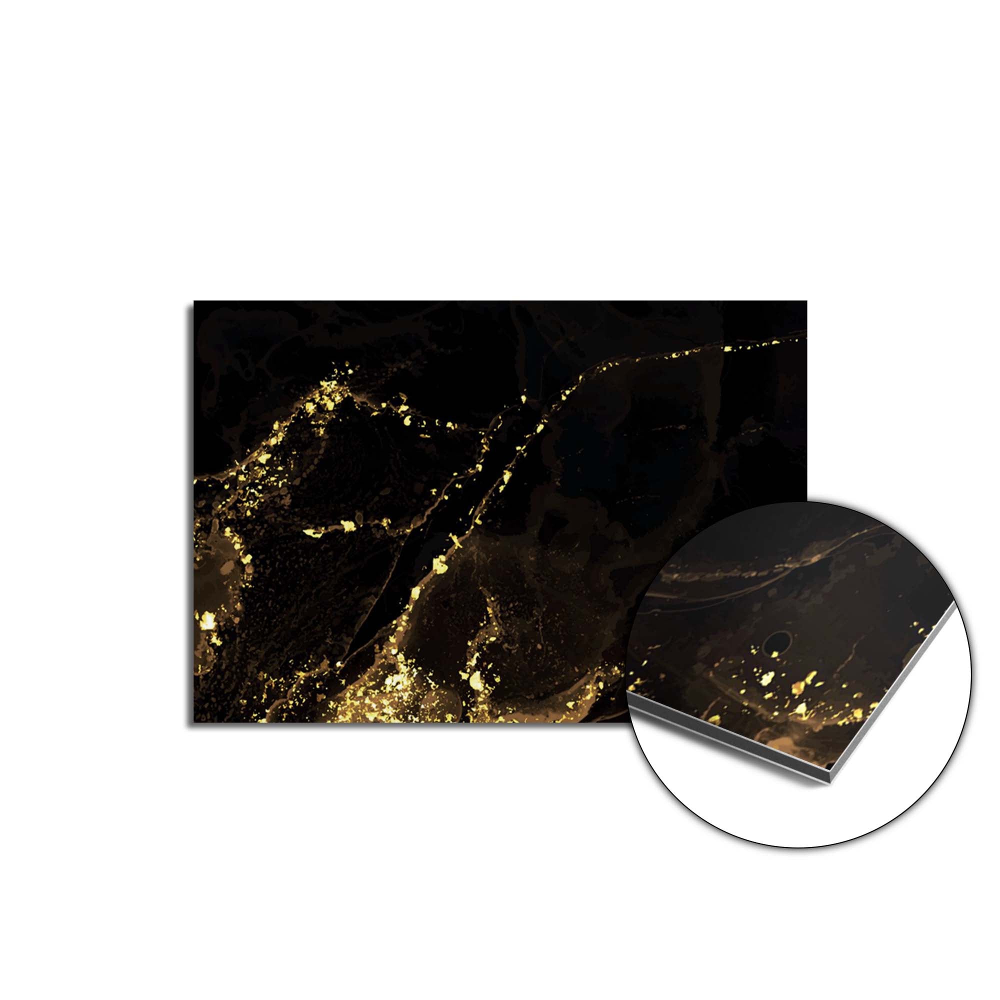 Black Marble Gold spatscherm product 80x55 cm — KitchenArt