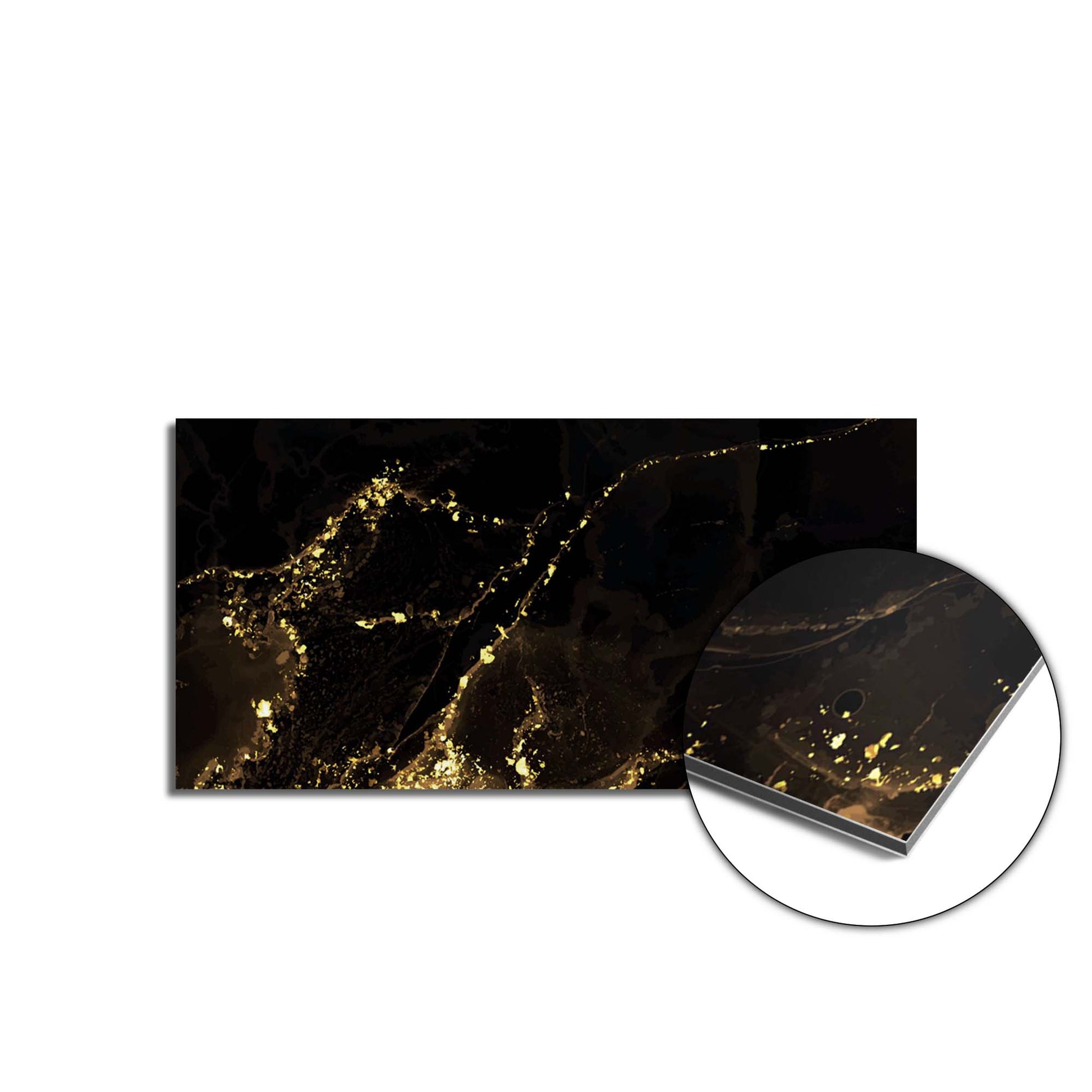 Black Marble Gold spatscherm product 90x45 cm — KitchenArt