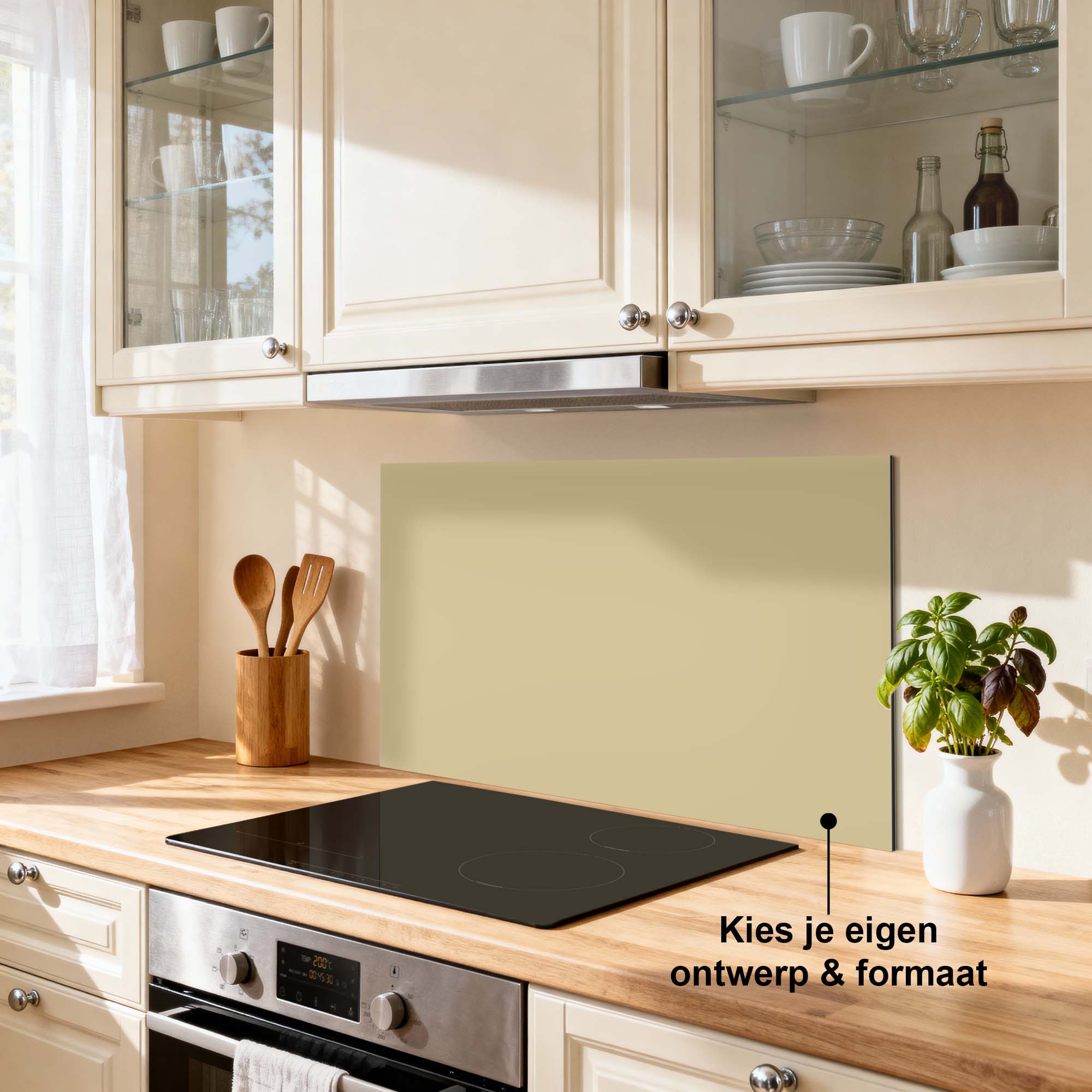 Sandy Jitney (SP) spatscherm sfeer keuken donker — KitchenArt